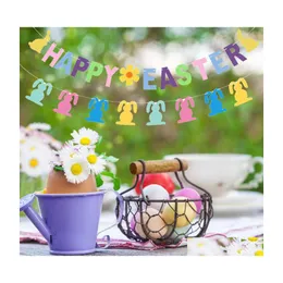 Party Decoration 2 Set Colorf Banner Happy Easter Garland Bunting Felt flaggf￶rs￶rjning f￶r dekor Drop Delivery Home Garden Festive Eve DHH0F