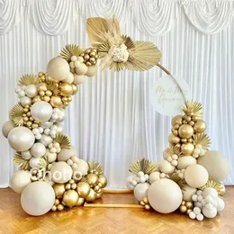 Decorazione per feste Matrimonio Anniversario Palloncino Ghirlanda Arco Kit Decorazioni di compleanno Baby Shower Battesimo Decor Palloncini in lattice Beige Metallo Oro