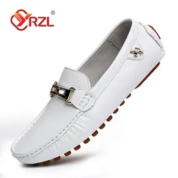 Sapatos de vestido Yrzl Mocassins Homens Handmade Couro Casual Condução Flats Slip-on Mocassins Barco BlackwhiteBlue Plus Size 37-48 230201 Gai Gai Gai