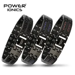 Bracelets de charme Power Ionics Mens preto/azul/fibra de carbono vermelha 100% Pulseira magnética pura pulseira pulseira melhorar a circulação sanguínea 230131