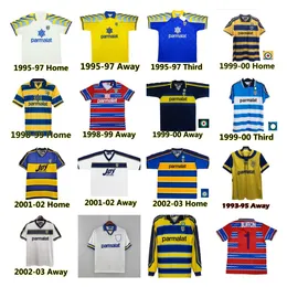 Parma Retro Futbol Formaları Ev Fuser Baggio Crespo Ortega Cannavaro Futbol Gömlek Buffon Thuram 01 02 03 93 95 98 99 00 2001 2002 1998 1999 1995 1997 Camisa de Futbol