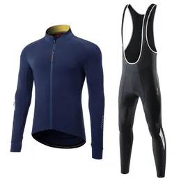 Cycling Jersey Sets Santic Suit Long Sleeve Shirt Mountain Bike Road Bib Winter Windproof Men 221201