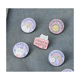Pins Brooches Cartoon Animal Pattern Ring Badge Jewelry Lovely Cat Dog Sun Baking Paint Accessories Brooch 1910 T2 Drop Delivery Dhle6