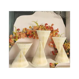 Party Decoration Fashion Paper Folding Dessert Cake Table Cylinder Pedestal Rack Arts Plinth Holder Wedding Backdrops Walkway Aisle Dhbdg