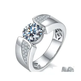 Solitaire Ring Luxury Sier Men Aaa Crystal Zircon Stone Wedding Brilliant Nobleant Engagem