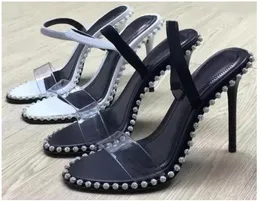 Top Agrade Strassonstone echte Leder -Kleiderschuhe besetzt Schlinge zurück Sandalen Sandalen Nova High Heels Größe 34 bis 40 01