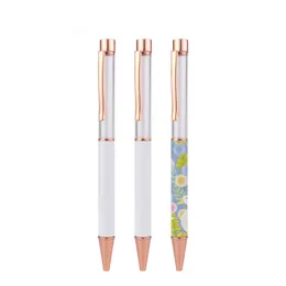 Sublimation Empty Tube DIY Ballpoint Pens Blank Heat Transfer Pen Metal DIY Snow Globe pen Sublimation Ballpoint Pen with Solid Color Clip for Office School