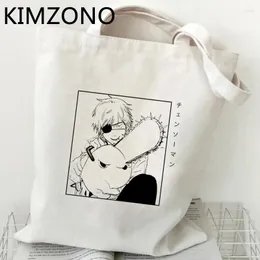 Alışveriş Çantaları Chainsaw Man Bag Bolsas De Tela Shopper Canvas Bolsa Jute Yeniden Kullanılabilir Net Kumaş Sak Dokun