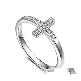 An￩is de banda moda judeu cross ring micro zircon cobre plancated sier entrega j￳ias dhzu4