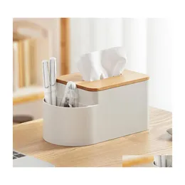 Tissue Boxes Napkins Phoebe Bamboo Er Facial Box And Storage Caddy For Bathroom Vanity Countertops Drop Delivery Home Garden Kitch Dha9N