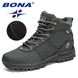Boots BONA Arrival Nubuck Leather Shoes Winter Men Warm Sneakers Outdoor Anti-Slip Ankle Plush Snow Masculino 230201