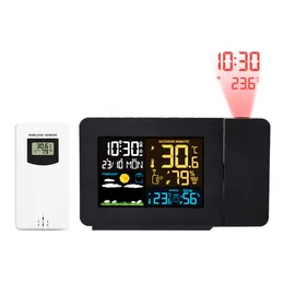 Household Thermometers FanJu Weather Station Wireless Sensor Indoor Outdoor Humidity Meter Digital Alarm Projection Clock Thermometer Tool 230201