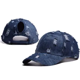 Top Caps Kadın Ponytail Beyzbol Kapağı Moda Kovboy Deliği Snapback Baba Şapkası Lady Pamuk Örgü Hip Hop Kamyoner Caps Bun G230201