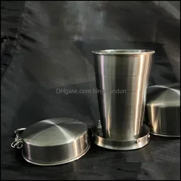 Tumblers Portable Stainless Steel Foldable Cup 75Ml/150Ml/250Ml Outdoor Travel Collapsible Coffee Mug Telescopic Hiking Cam Water Dr Dhlwb