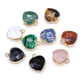 Charms Delicate Natural Stone Heart Rose Quartz Lapis Lazi Turquoise Opal Pendant Diy For Bracelet Necklace Earrings Jewelry Dhgarden Dhdze