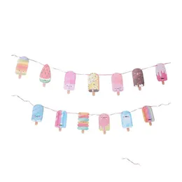 Party Decoration Set Ice Cream Banners Favors Birthday Decorationsparty Drop Delivery Home Garden Festive Supplies Event Dhzkc