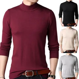 Camisetas masculinas homens casuais colorida de cor comprida o suéter de malha de malha de pescoço, adequado para compras diárias de compras diárias