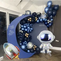 Diğer Etkinlik Partisi Malzemeleri 130pcs Evren Dış Uzay Astronot Roket Galaxy Tema Lateks Folon Balonlar Çelenk Kemer Kiti Boy Doğum Günü Decors Globos 230131