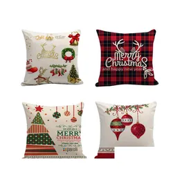 枕ケース45 x 45cmホームソファスローピローケース混合色亜麻Xmas er cushion装飾空白クリスマスギフトドロップデリバリーガーデンTe dhjqw