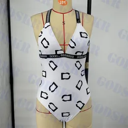 Письмо Логотип One Piece Swimsuit V Шеи Женские Бикини Сексуальные Купальники С Открытой Спиной Для Женщин