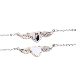 Подвесные ожерелья DIY Сублимация пустых пары Мужские ожерелья дизайнерские ювелирные ювелирные изделия Love Wing Heart Par