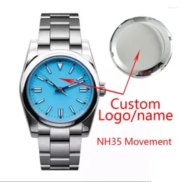 Orologi da polso 41mm quadrante sterile LOGO personalizzato NH35 orologio meccanico automatico da uomo vetro zaffiro luminoso orologio da polso impermeabile da uomo