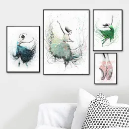Картины скандинавский плакат для домашнего декора Canvas картина настенные арт -принты абстрактные балерина танец современные модульные картинки спальня