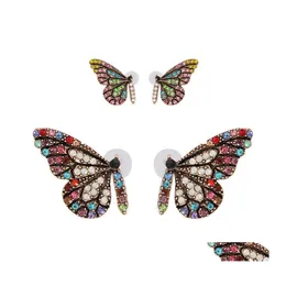 مسمار اللون الأصلي FL Glass Butterfly Wing Painring With Devel Devel Crystal أقراط التصميم الحصري للتسليم