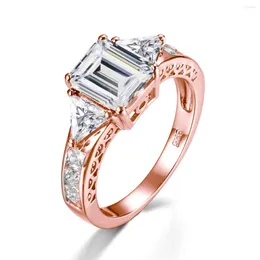 Cluster Rings Real 925 Sterling Silver for Woman 3CT D Color Emerald Cut Moissanite Engagement Fine Jewelry GRA Certified Wholesale