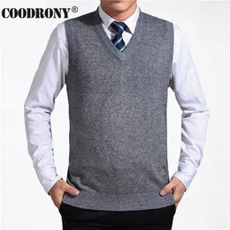 Mens Vests CooDRONY ANMￄRNING SOLID FￄRG TREATER VEST CASHMERE Sweaters Wool Pullover Brand Vneck ￤rml￶s Jersey Hombre 230131
