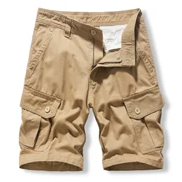 Shorts masculinos de carga multipocket shorts masculinos de verão shorts de cor sólida roupas masculino de streetwear khaki tático calça curta shorts g230131