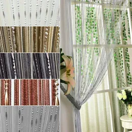 Cortina de cortina brilhante cortinas de linha de corda Divisão de janela de capela decoração de sala de estar decoração de valance decoração 100x200cm