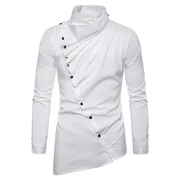 Men's Casual Shirts Shirt Vintage Party Evening Steampunk Victorian Renaissance Clothing Long Sleeve Jabot Collar Solid Ruched Club Tops 230201