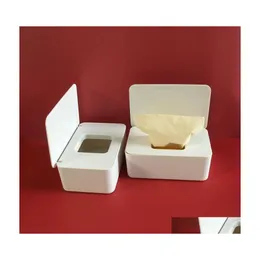 Tissue Boxes Napkins 18.5X12X7Cm Household Wet And Dry Pum Box Dustproof Desktop Storage With Lid Sealed Mask Drop Delivery Home G Dheac