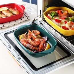 Plates Cheese Baked Rice Dish Ceramic Baking Tray Oven Microwave Suitable For Bowls Online Celebrity Plate Tableware