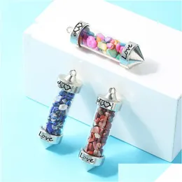 Charms Jade 자갈 돌 원뿔 사랑 여성을위한 병 펜던트 남성 보석 제조 DIY 목걸이 선물 드롭 배달 DHGARDEN DHHVJ