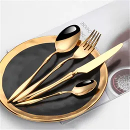 Dinnerware Sets 4PCS European Knife 304 Stainless Steel Western Cutlery Kitchen Tableware Dinner Set Drop