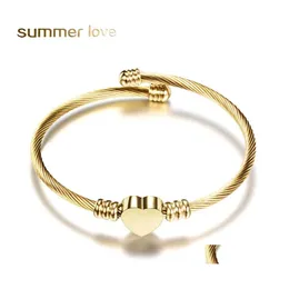 Bangle Love Heart Bracelets Screw Bangles Women Stainless Steel Bracelet Adjustable Gold Sier Jewelry Birthday Gift Drop Delivery Otzaq