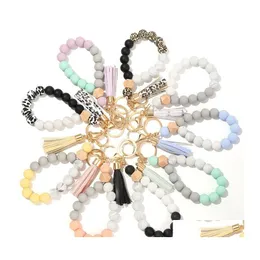 Party Favor Sile Key Ring Armband f￶r kvinnor unika snygg p￤rlh￤rlig armbands nyckelchain p￤rla keyring tassel hus bilh￥llare dro otqd0