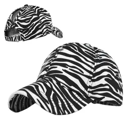 Caps de bola feminino estansons Cotton Zebra Pattern Ponytail Baseball Cap feminino casual ao ar livre Sun Girl Sport Gorras Ajustar com fivela G230201