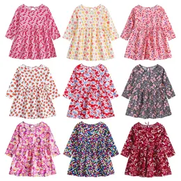 Flickans 2022 Spring Autumn 0-6T Girls Long Sleeve Cute Print Es Kids Clothes Princess For Children Party Gown Pageant Dress 0131