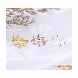 Pierścienie zespołowe Nickel Rose Gold Olive Tree Gałąź liście biżuterii Midi Women Moda Akcesoria liściowe Pierścień BFF BAGUE FEMME 438C3 DR DHFNB