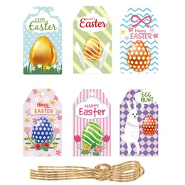Easter Party Theme Tags Personalized Bunny Egg Pattern Basket Tag with Hanging Rope Spring Event Gift Crafts Signs