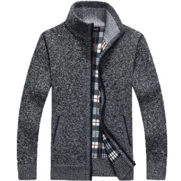 Męskie swetry zimowe dzianinowy sweter Sweter z długim rękawem kardigan polar pełny zamek błyskawiczny męski przyczynowy ubrania o rozmiarach na jesień 230131