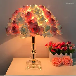Lâmpadas de mesa Lâmpada de cristal europeia Luz da noite de flores para casa Decoração de festas de casamento iluminação de aniversário de aniversário da atmosfera