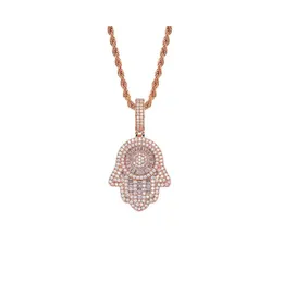 Anhänger Halsketten Iced Out Hand von Fatima Hamsa Halskette Kupfer Top Qualität Kubikzircon Bling Für Männer Frauen Geschenke C3 Drop Lieferung Dhufw