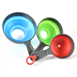 Other Kitchen Tools Foldable Funnel 3 Pcs Set Collapsible Portable s for Fuel Hopper Beer Oil s Gadget Tool 230201