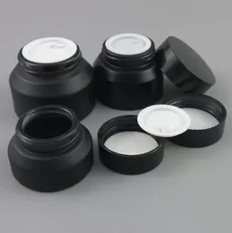 15G 30G 50G 20 pezzi Frost Black Make up Vaso di vetro con coperchi neri Contenitore bianco sigillo Imballaggio cosmetico Wholeslae