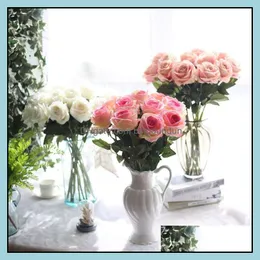 장식용 꽃 화환 10pcs/lot wedding decorations 진짜 터치 소재 인공 장미 꽃다발 홈 파티 장식 가짜 si otrse