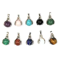 Charms Natural Stone Ball chakras pingente de garra de palmeira rosa quartzo cura reiki cristal achando para colares de bricolage mulheres fashio dhgarden dhpt5